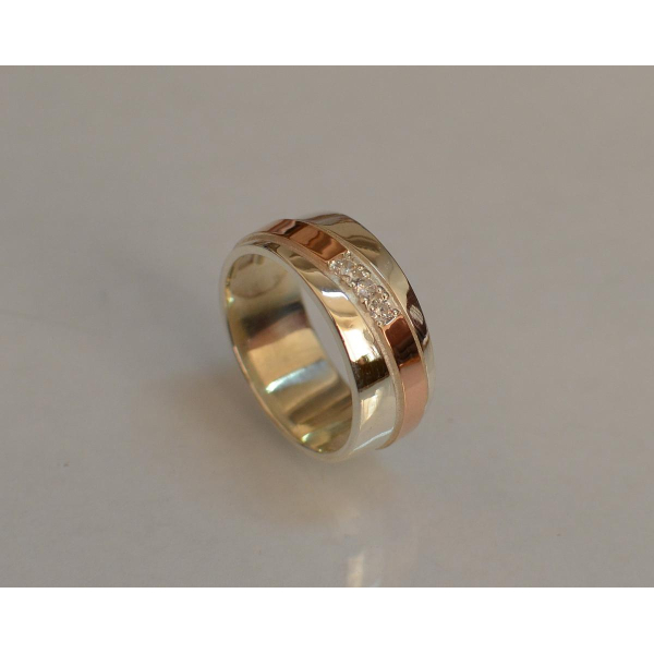 Обручальное кольцо из серебра с золотом (Обр18)