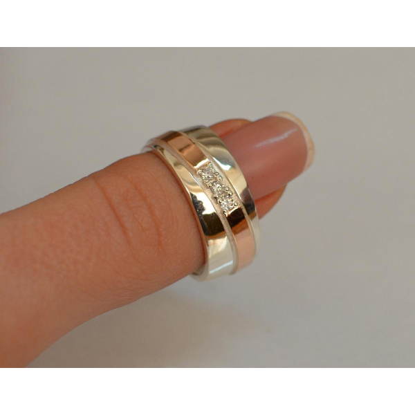 Обручальное кольцо из серебра с золотом (Обр18)