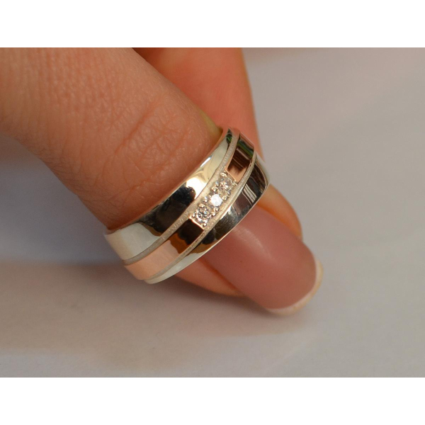 Обручальное кольцо из серебра с золотом (Обр18)