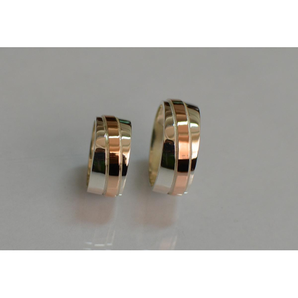 Обручальное кольцо из серебра с золотом (Обр19)