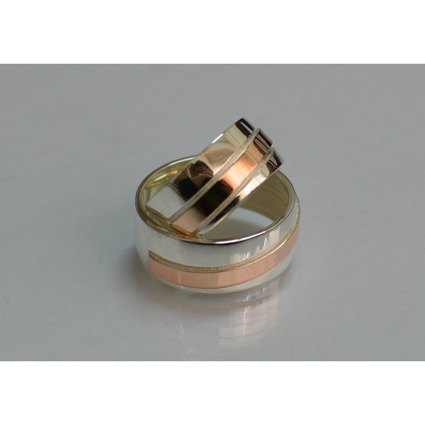 Обручальное кольцо из серебра с золотом (Обр19)