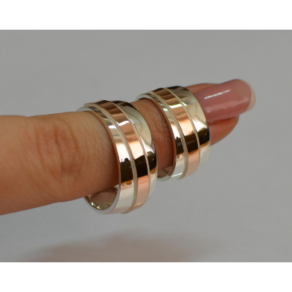 Обручальное кольцо из серебра с золотом (Обр19)