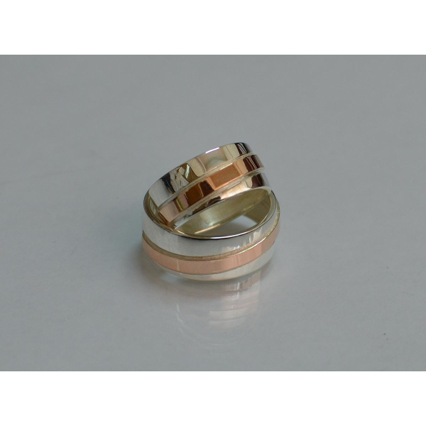 Обручальное кольцо из серебра с золотом (Обр19)