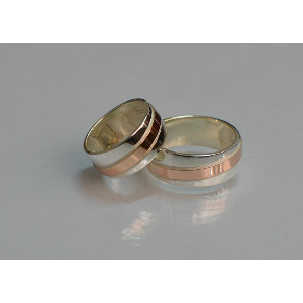 Обручальное кольцо из серебра с золотом (Обр19)