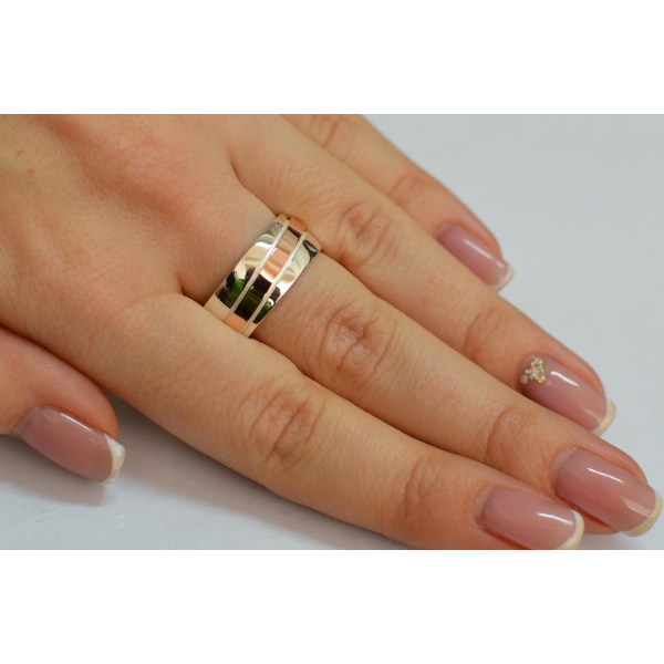 Обручальное кольцо из серебра с золотом (Обр19)