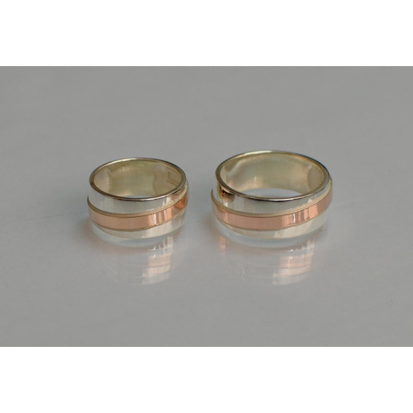 Обручальное кольцо из серебра с золотом (Обр19)