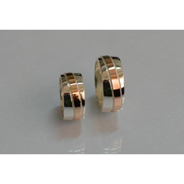 Обручальное кольцо из серебра с золотом (Обр19)