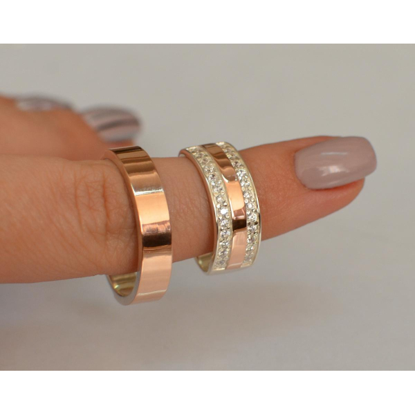 Пара серебряных обручальных колец (Обр2002к)