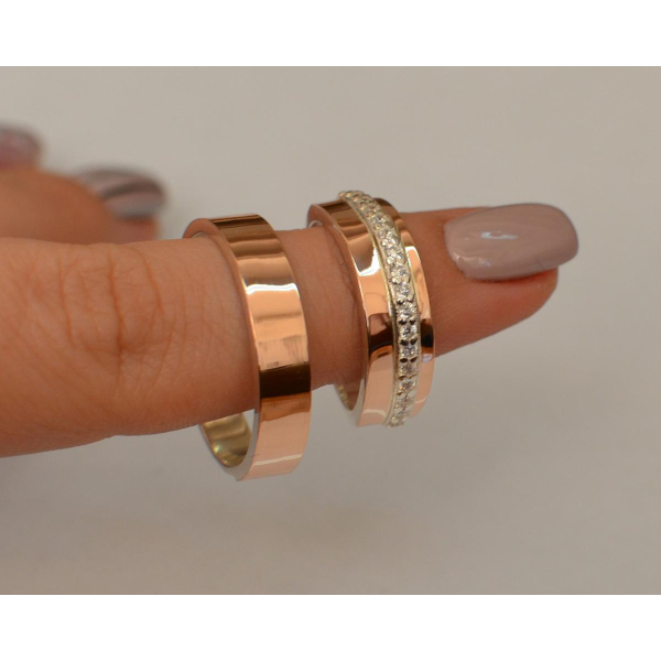 Пара серебряных обручальных колец (Обр2040к)