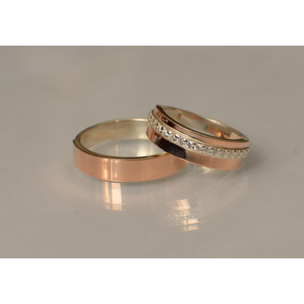 Пара серебряных обручальных колец (Обр2040к)