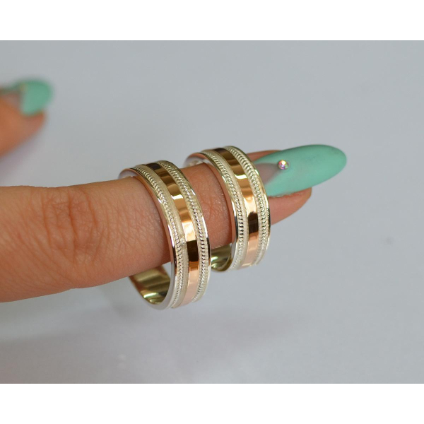 Обручальное кольцо из серебра с золотом (Обр22)