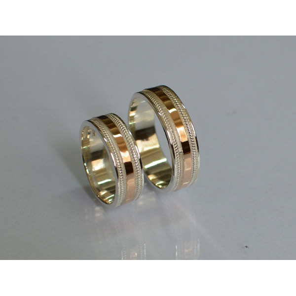 Обручальное кольцо из серебра с золотом (Обр22)