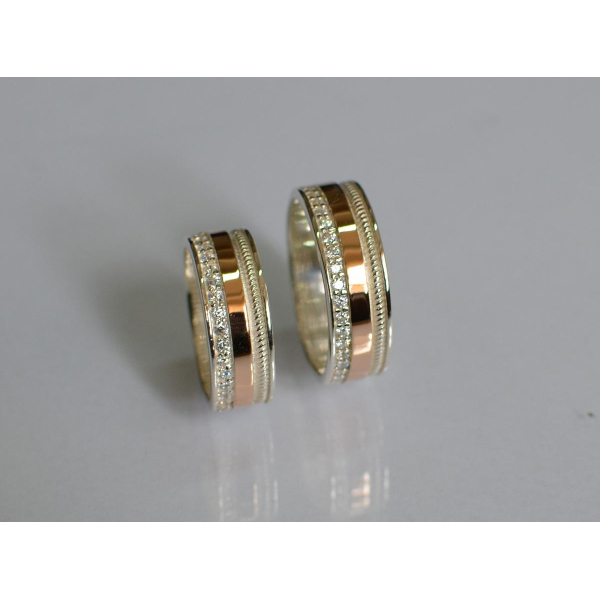 Обручальное кольцо из серебра с золотом (Обр23)