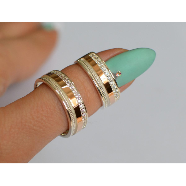 Обручальное кольцо из серебра с золотом (Обр23)