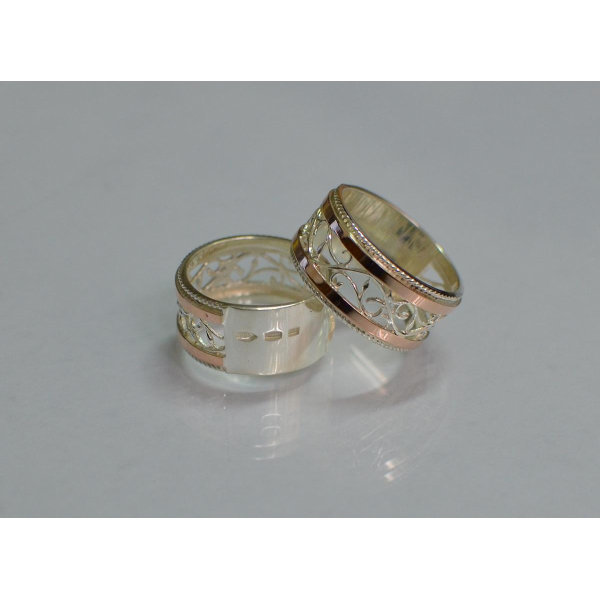 Обручальное кольцо из серебра с золотом (Обр25)