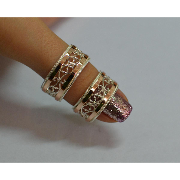 Обручальное кольцо из серебра с золотом (Обр25)