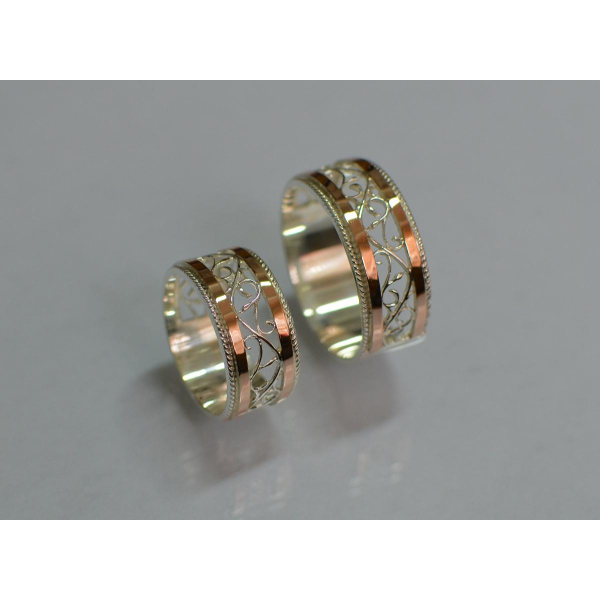 Обручальное кольцо из серебра с золотом (Обр25)