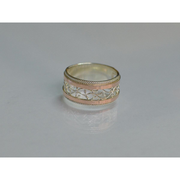 Обручальное кольцо из серебра с золотом (Обр25)