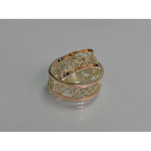 Обручальное кольцо из серебра с золотом (Обр27)