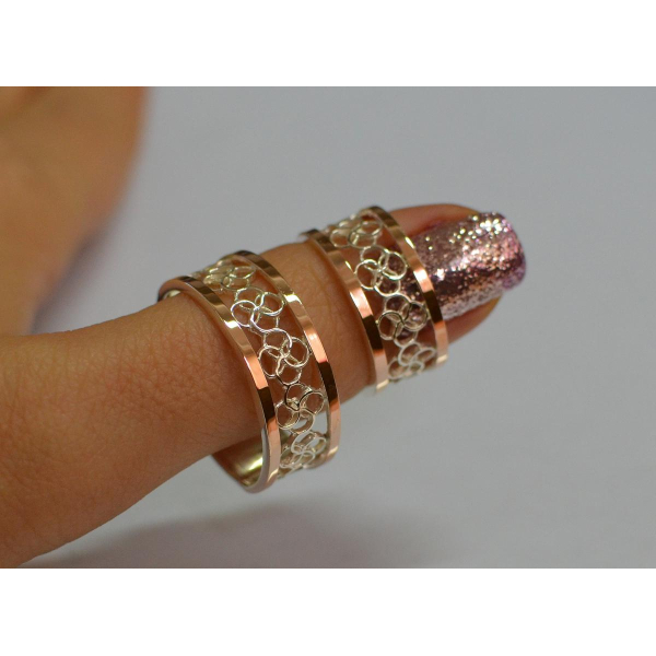 Обручальное кольцо из серебра с золотом (Обр27)