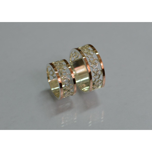 Обручальное кольцо из серебра с золотом (Обр27)