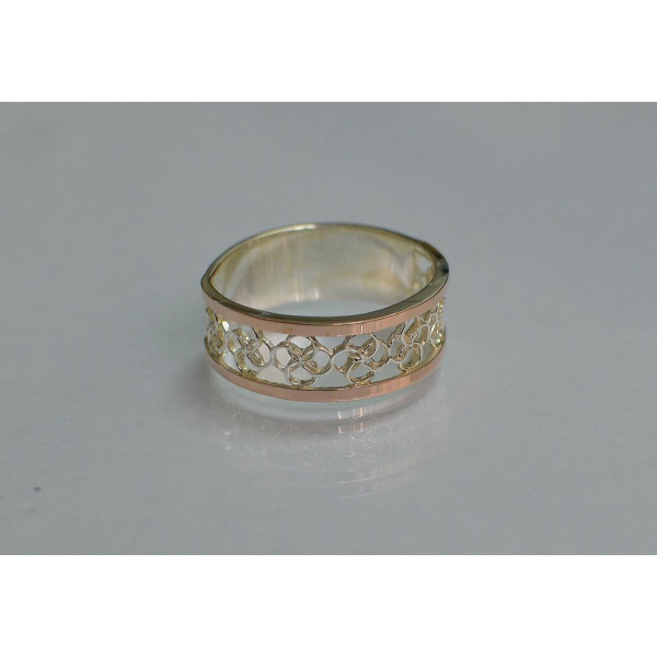 Обручальное кольцо из серебра с золотом (Обр27)