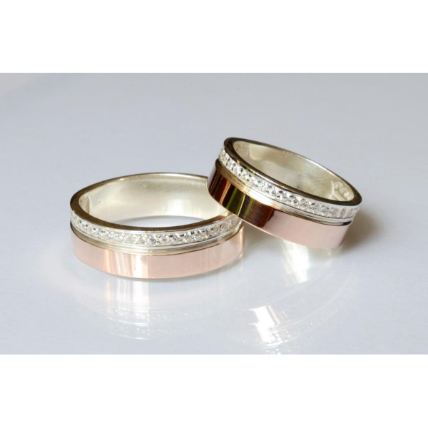 Обручальное кольцо из серебра и золота (Обр28)