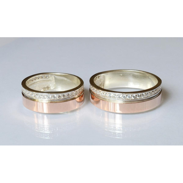 Обручальное кольцо из серебра и золота (Обр28)