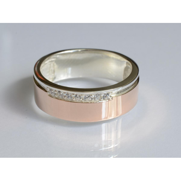 Обручальное кольцо из серебра и золота (Обр29)