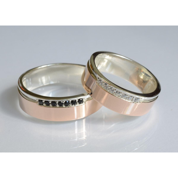 Обручальное кольцо из серебра и золота (Обр29)