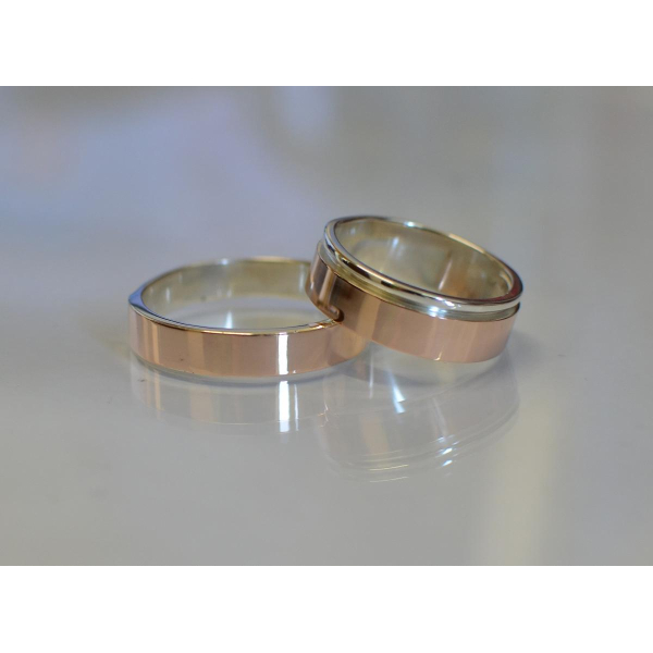 Пара серебряных обручальных колец (Обр2Обр10)