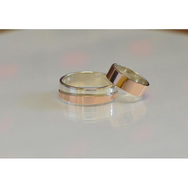 Пара серебряных обручальных колец (Обр2Обр8)