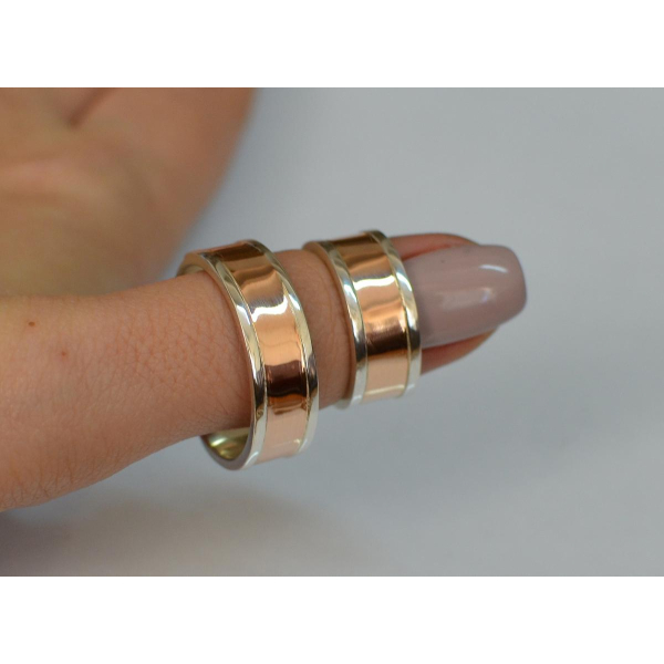 Серебряное обручальное кольцо с золотыми вставками, цена за одно кольцо (ОБР3)