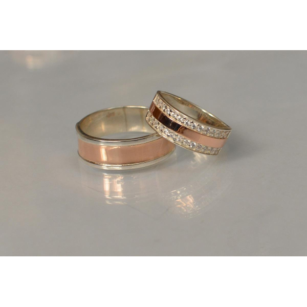 Пара серебряных обручальных колец (Обр3002к)