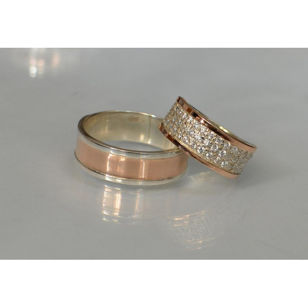 Пара обручальных колец из серебра (Обр3014к)