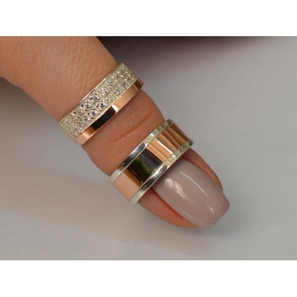 Пара серебряных обручальных колец (Обр3017к)