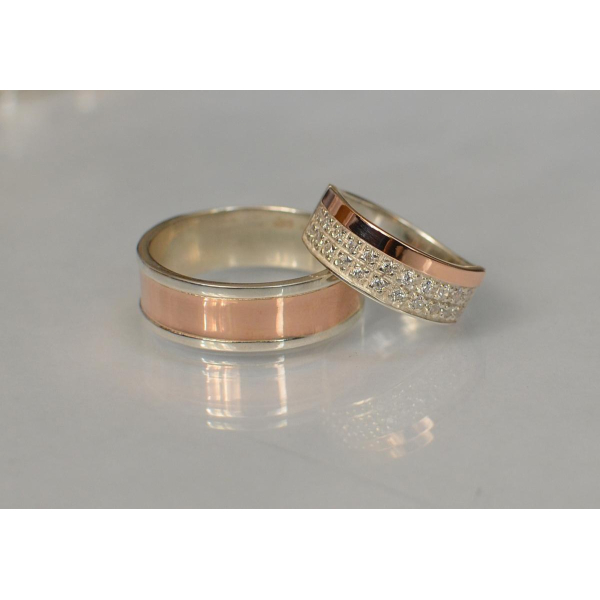 Пара серебряных обручальных колец (Обр3017к)