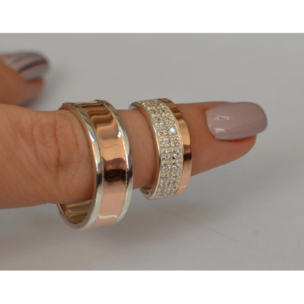 Пара серебряных обручальных колец (Обр3017к)