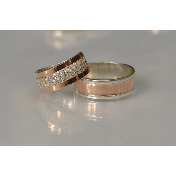 Пара обручальных колец из серебра (Обр3029к)