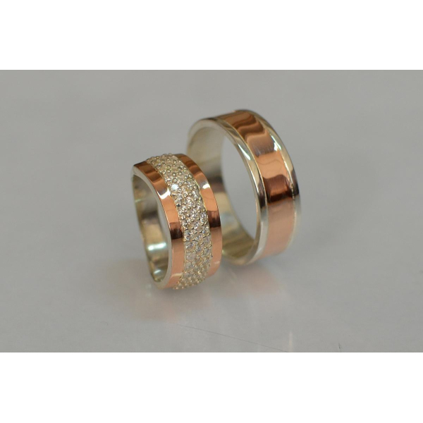 Пара обручальных колец из серебра (Обр3029к)