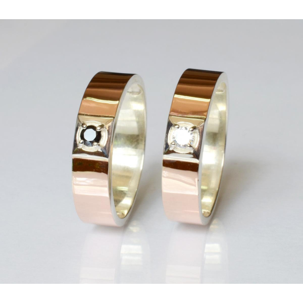 Обручальное кольцо из серебра и золота (Обр31)