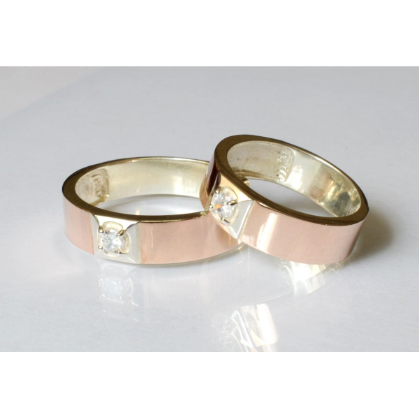 Обручальное кольцо из серебра и золота (Обр31)