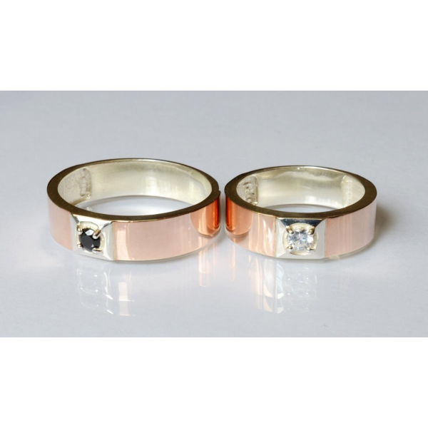 Обручальное кольцо из серебра и золота (Обр31)