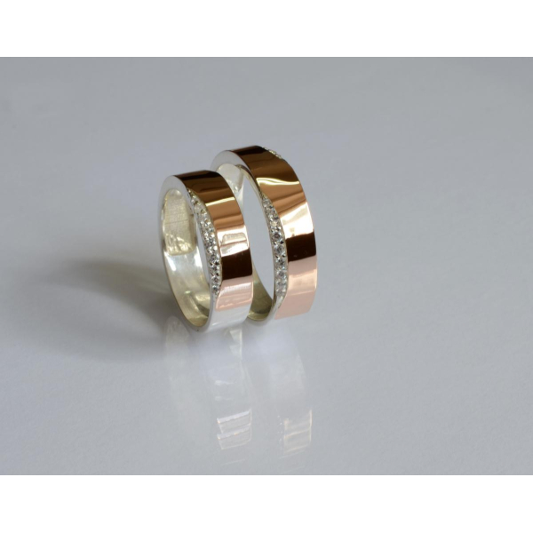 Обручальное кольцо из серебра и золота (Обр32)