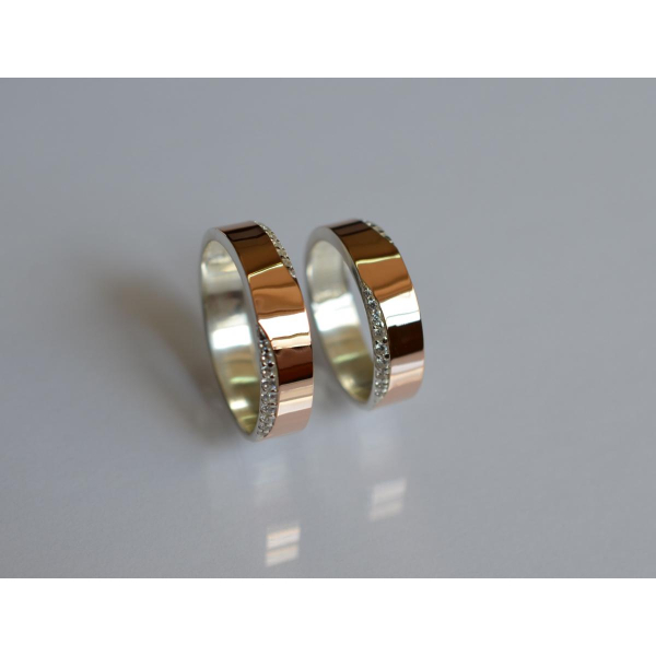 Обручальное кольцо из серебра и золота (Обр32)
