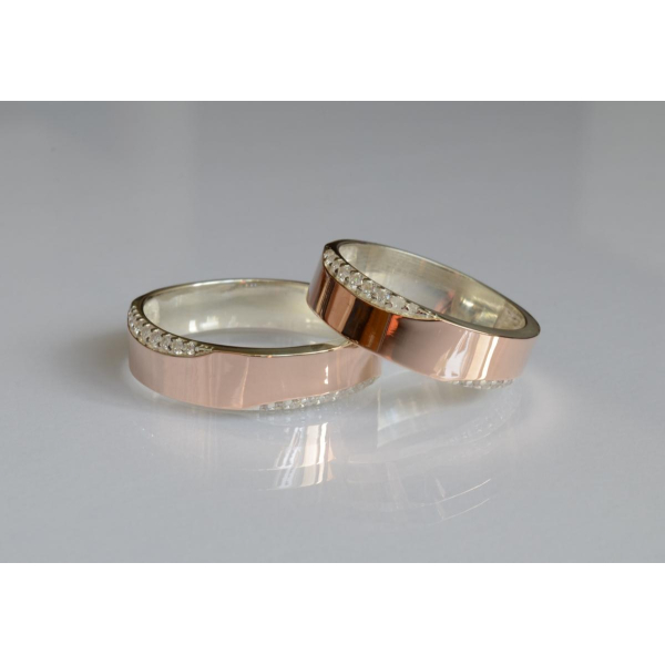 Обручальное кольцо из серебра и золота (Обр32)