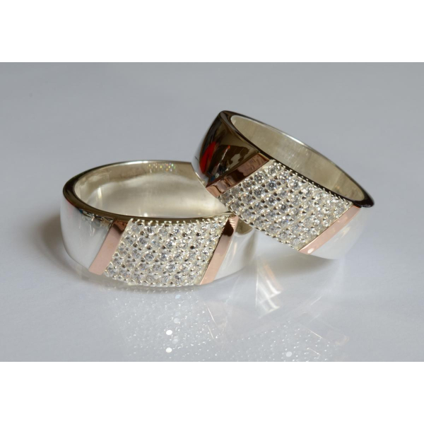 Обручальное кольцо из серебра и золота (Обр33)