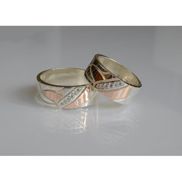 Обручальное кольцо из серебра и золота (Обр34)