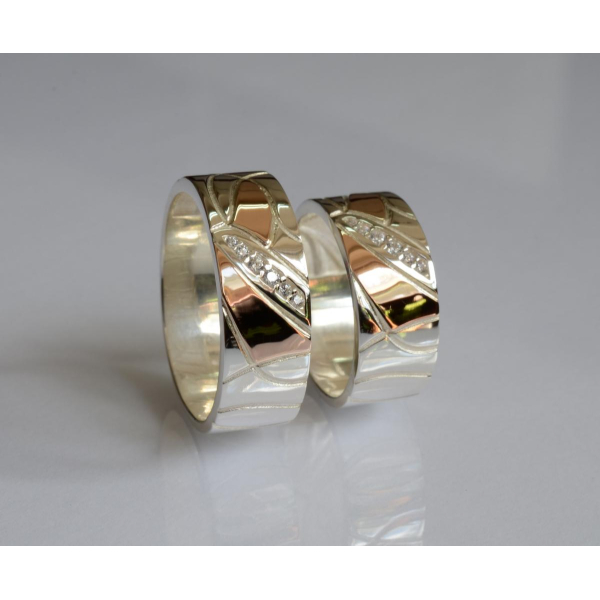 Обручальное кольцо из серебра и золота (Обр34)