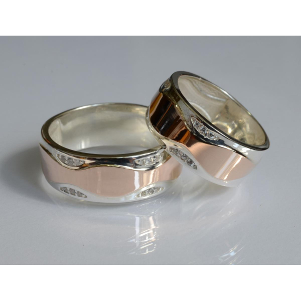 Обручка срібло з золотом (Обр36)